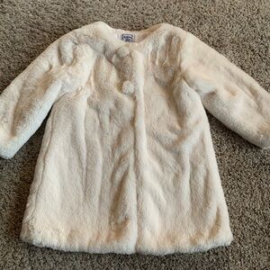 Cotton Kids Kids Cream Faux Fur Coat